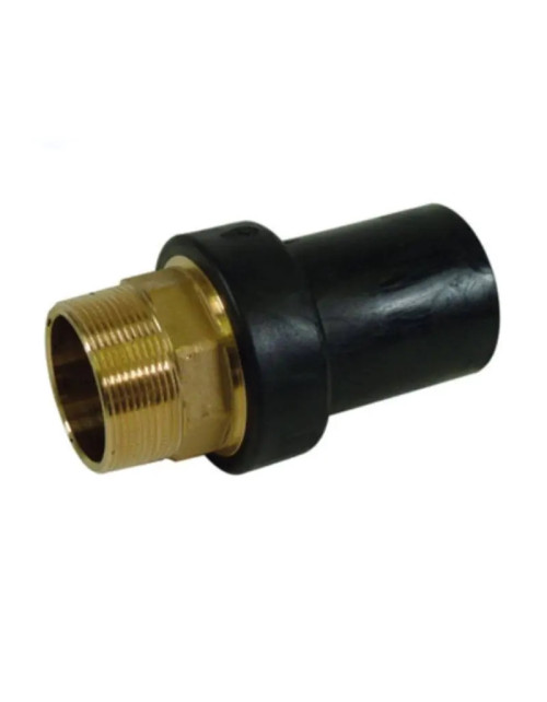 Transition fitting Nupi Male D 40 x 1 1/4 PE and brass 12ERFM40114