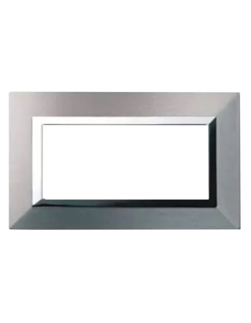 Placa metálica Ave Zama System 44 con 4 módulos de aluminio natural 44P94ALS