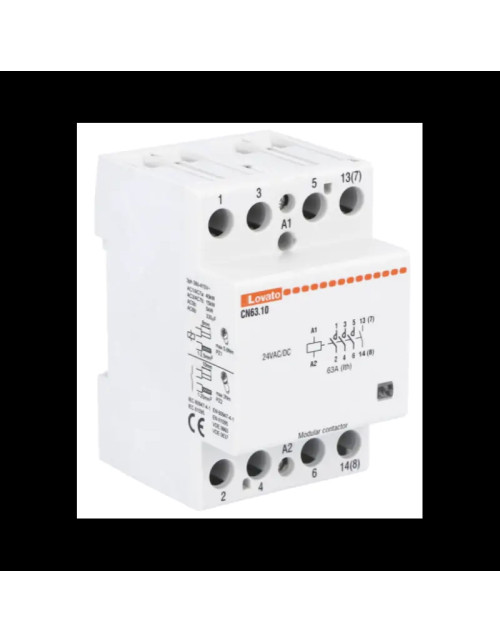 Contactor modular Lovato 63A AC1 4NO 24VAC/DC 3 Módulos CN6310024