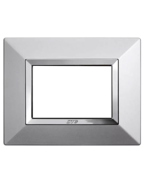 Placa metálica Ave Zama System 44 de 3 módulos de aluminio natural 44P93ALS