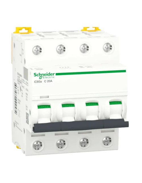Schneider 4P 20A 4.5KA C circuit breaker 4 modules A9F64420