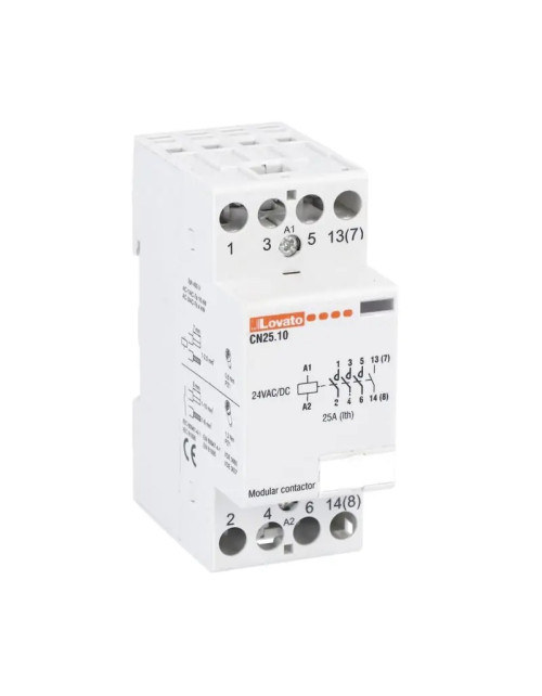 Contactor Modular Lovato 25A AC1 4NO 24VAC/DC 2 Módulos CN2510024