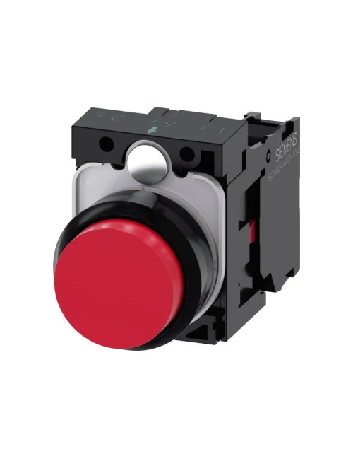 Bouton poussoir plat rouge Siemens 22mm 1NC 3SU11500AB201CA0