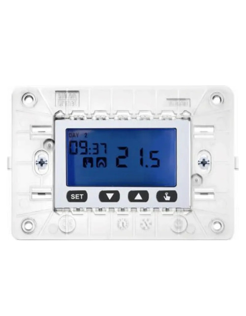 Cronotermostato Urmet Simon Nea settimanale LCD 3 moduli bianco 10633.B