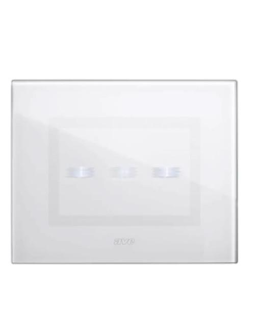 Ave Touch 3-module glass plate for 3 concealed controls, white color, glossy finish 44PVTC3BL