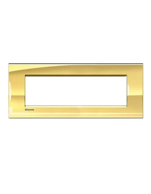 Bticino Livinglight Placa cuadrada de 7 módulos en color oro frío LNA4807OA