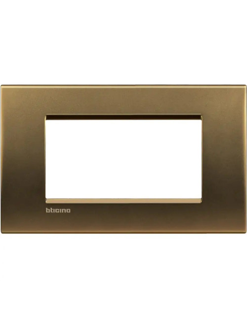 Bticino Livinglight 4-Modul-Quadratplatte in polierter Bronze NA4804BZ