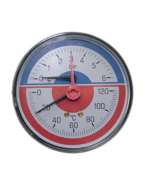 Termomanómetro Ferrari conexión trasera 80 mm 1/4 con válvula antirretorno 110530/6