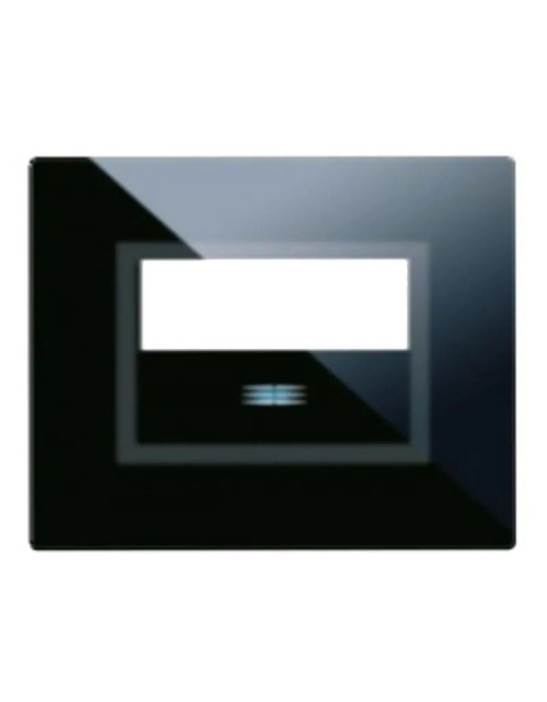 Ave Touch 3-module glass cover plate For 1 nameplate button module, black, glossy finish 44PVT