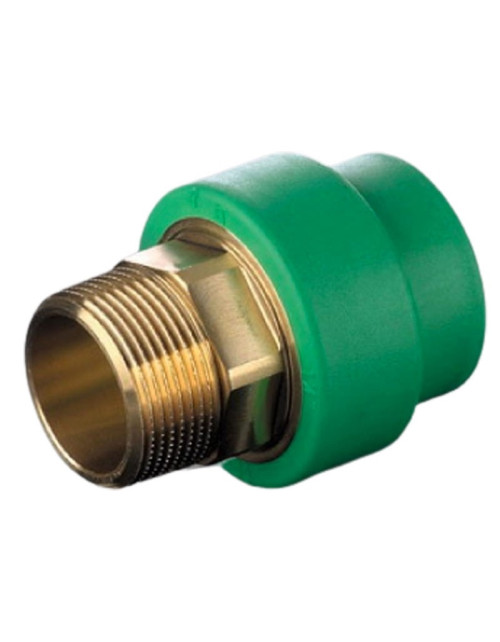 Raccordo giunto Aquatherm tubo verde 6 punti ottone 63 mm 1 1/2" AG 1070063037