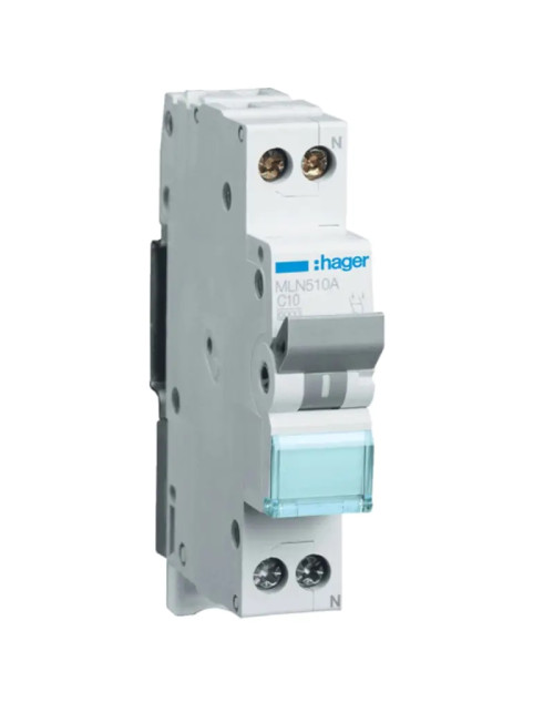 Hager 1P+N 10A 6KA C circuit breaker 1 module MLN510A