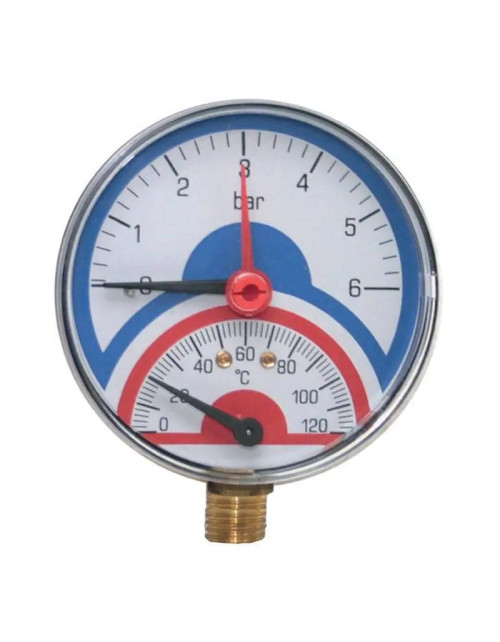 Ferrari thermomanometer radial connection 80 mm 1/4 with check valve 110529/6