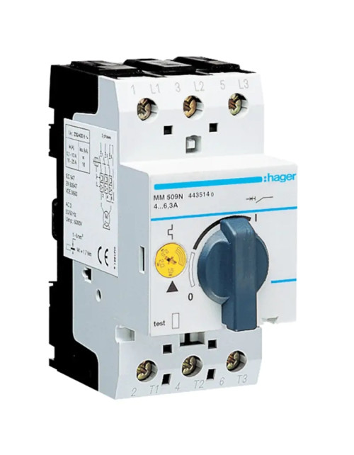 Protection moteur Hager 4-6,3A 2,5 modules 3 pôles MM509N