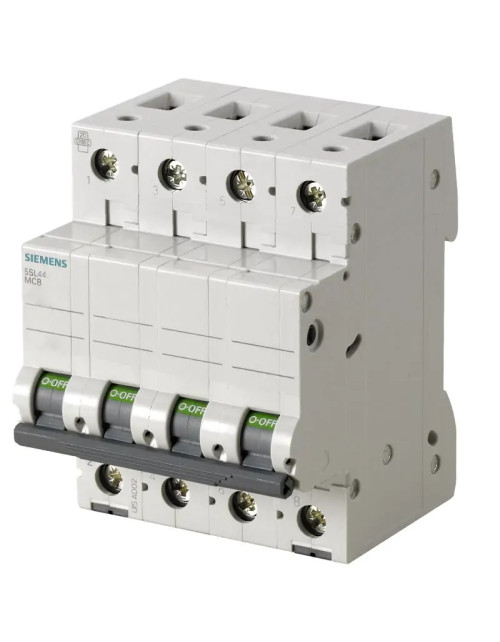 Interrupteur thermique magnétique Siemens 40A 4P 10KA classe D 4 pôles 4 modules 5SL44408