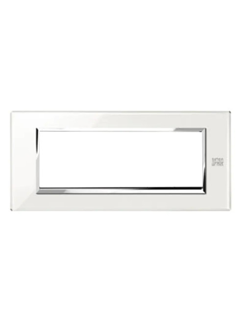 Placca Simon Urmet Nea 6 moduli vetro bianco neve 13006.BN