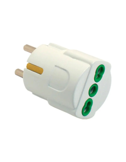 Adaptador Fanton Unel clavija schuko y toma bypass blanca 81090