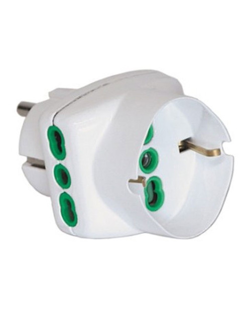 Adaptador triple Fanton 2 tomas bypass y Schuko Blanco 82230