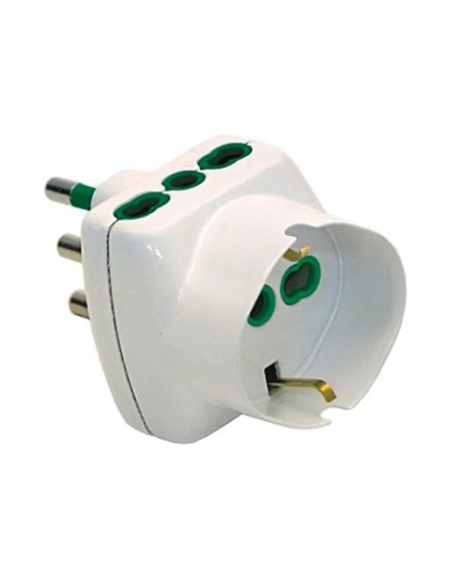 Adaptador triple vertical Fanton con bypass y bases Schuko 82240