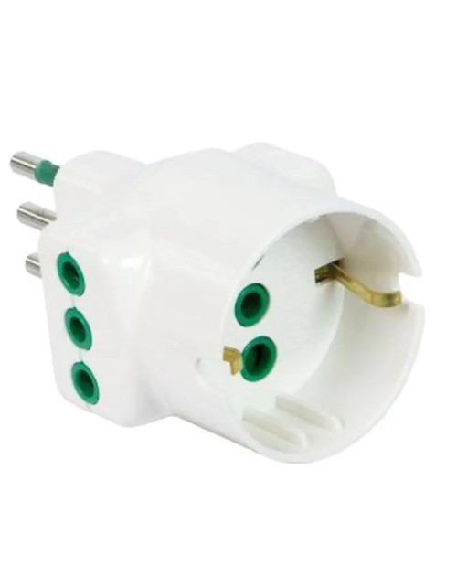 Adaptateur triple Fanton 2P+T fiche 10A 2 prises Schuko 10A 82670-E