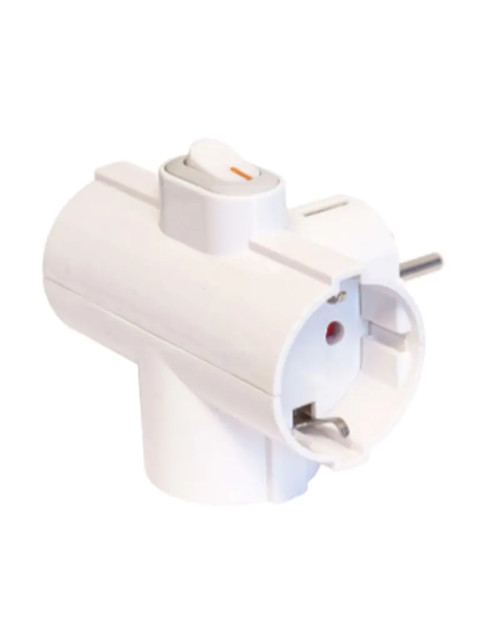 Fanton triple adapter Schuko plug + 3 white Schuko socket 82260