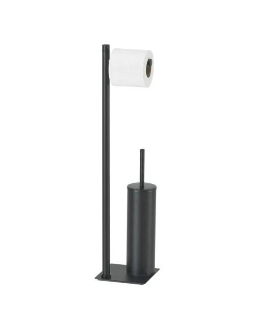 Gedy Trilly matt black toilet roll holder stand with toilet brush TR32-14