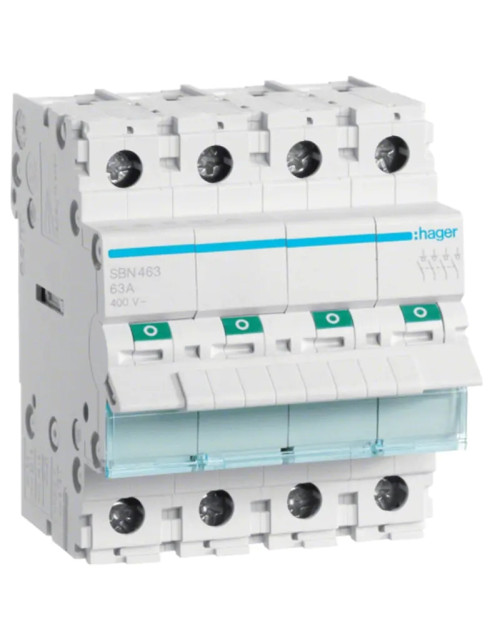 Hager sectionneur 4 pôles 63A 4 modules SBN463