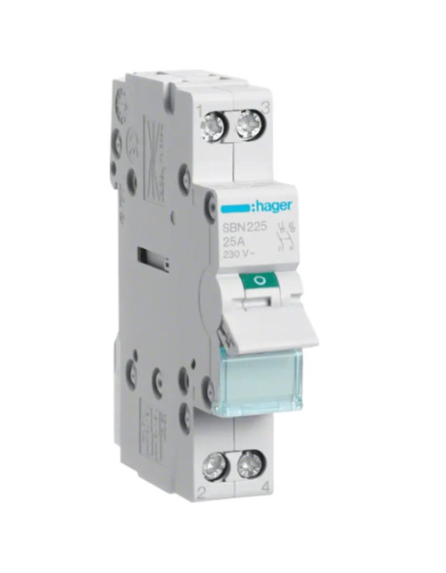 Hager interrupteur 2P 25A 1 module SBN225