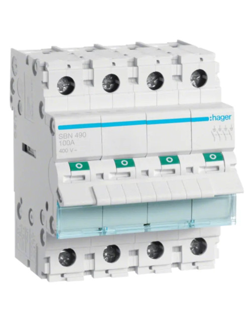 Hager sectionneur 4 pôles 100A 4 modules SBN490