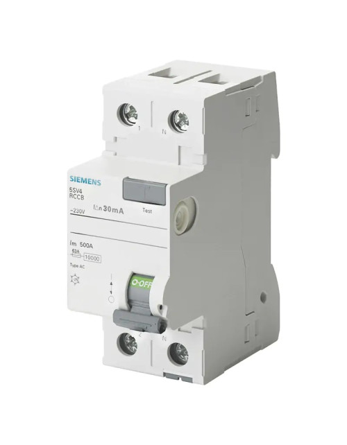 Interruptor diferencial puro Siemens 2 polos 25A 300mA tipo AC 2 módulos 5SV46120