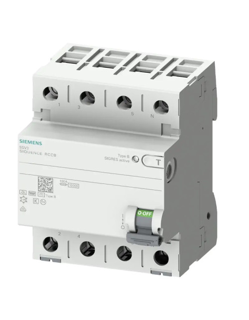 Disyuntor de corriente residual Siemens 25A 4P 300MA K tipo B 5SV36424