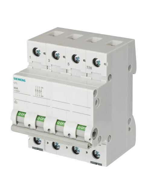 Interrupteur sectionneur Siemens 3P+N 63A 4 modules 5TL16630