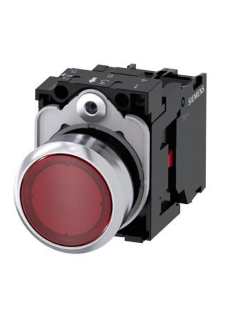 Siemens flacher roter Leuchtdrucktaster 22 mm LED 24 V 3SU11520AB201CA0