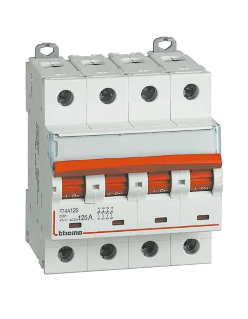 Interrupteur-sectionneur Bticino avec accessoires 4P 125A 4 modules F74A125