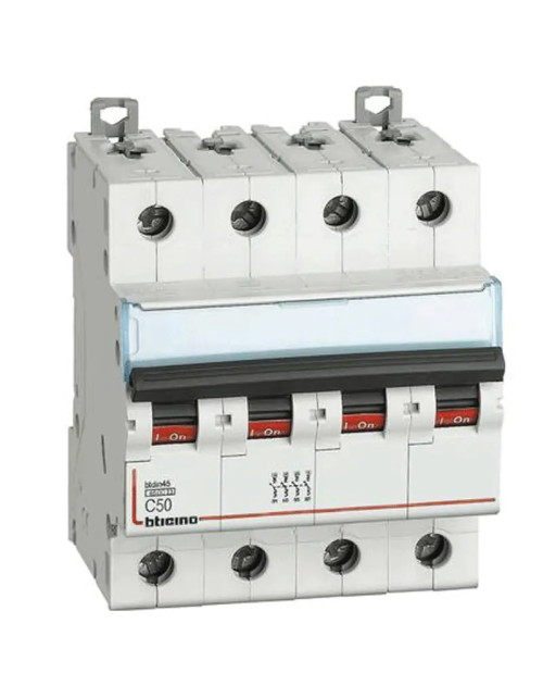 Interrupteur magnétique thermique Bticino 4P 50A 4 modules FA84C50
