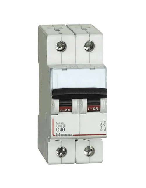 Interrupteur magnétique thermique Bticino 2P 40A 4,5kA type C 2 modules FA82C40