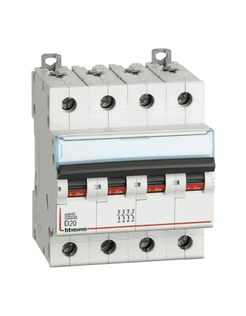 Bticino 20A 4 pôles 6KA courbe D 4 modules interrupteur magnétothermique FN84D20