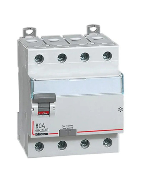 Bticino interrupteur différentiel pur 4 pôles 80A 300mA type AC 4 modules G744AC80