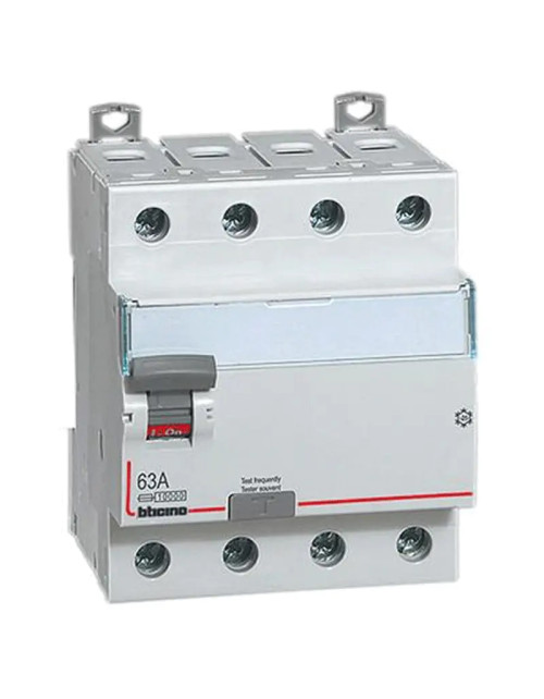 Bticino interrupteur différentiel pur 4 pôles 63A 500mA type AC 4 modules G745AC63