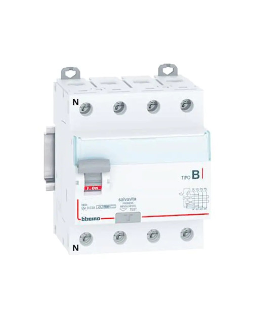 Interrupteur différentiel Bticino 63A 4 Pôles 300mA Type B 4 Modules G744B63