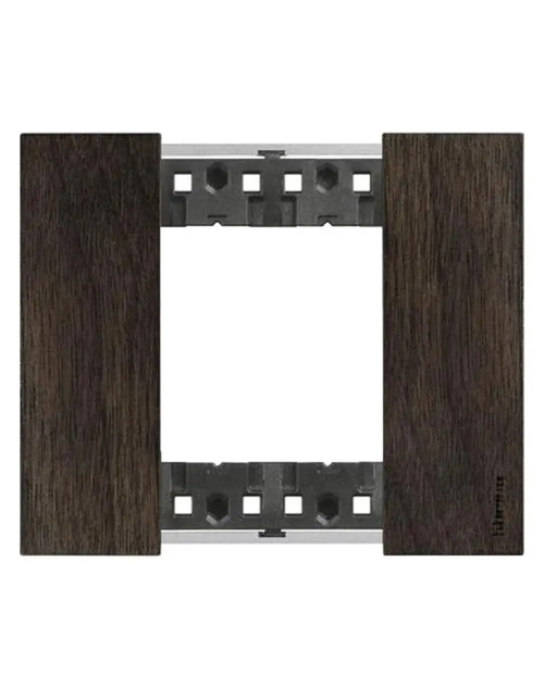 Bticino Living Now plate 2 modules in walnut wood color KA4802LG