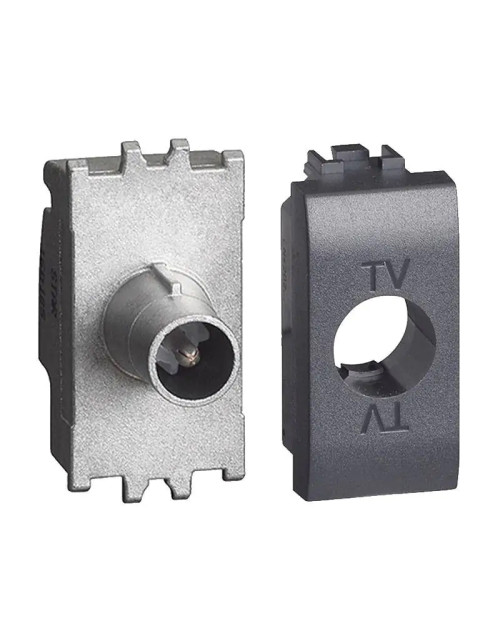 Coaxial TV socket pass-through terminal Bticino LivingLight 10dB 1 Module Anthracite L4202P10N