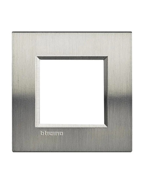 Bticino Livinglight 2-module square brushed steel plate LNA4802ACS