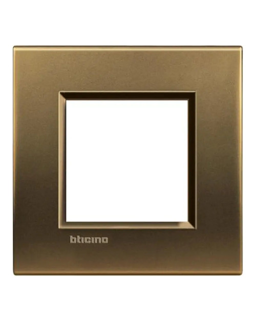 Bticino Livinglight 2-Modul-Quadratplatte in polierter Bronze LNA4802BZ