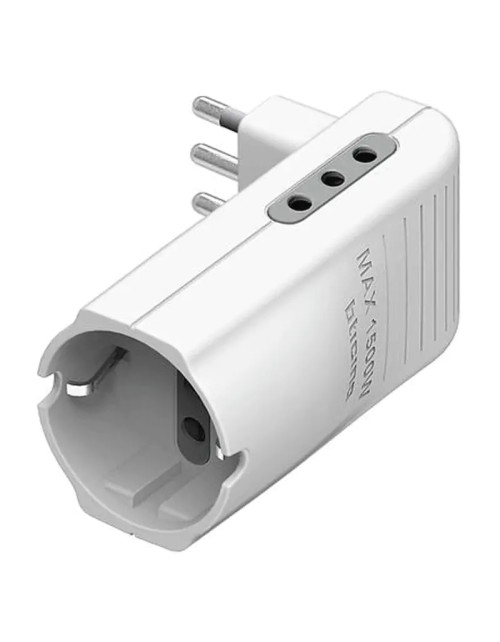 Bticino Adaptateur d'angle 2 prises 10A 1 prise allemande et fiche 10A blanc S3615DE