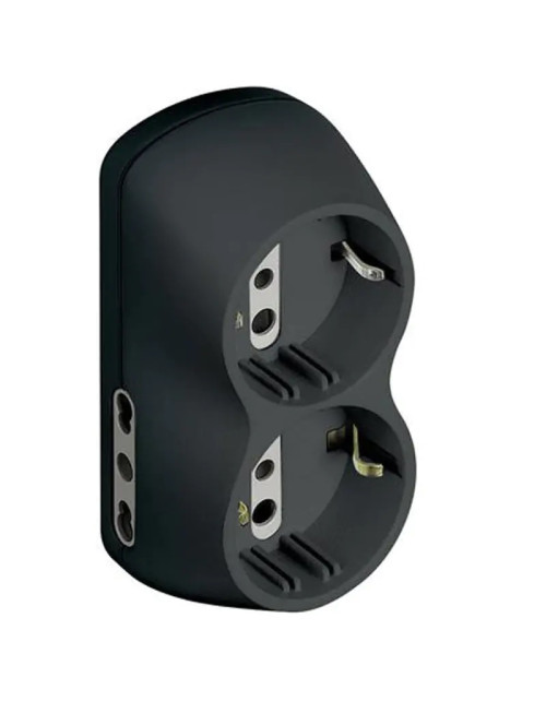 B4-Adapter 2 Bypass-Steckdosen 2 deutsche Steckdosen und 16A-Stecker Anthrazit S3614G