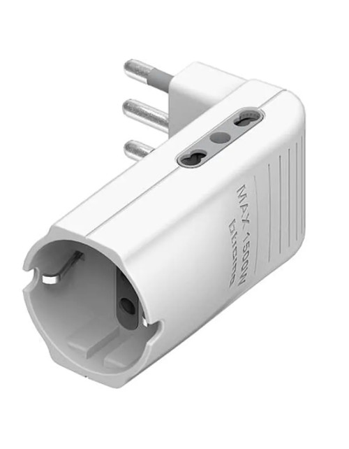 Bticino Adaptateur d'angle 2 prises bypass 1 prise allemande et fiche 16A blanc S3616DE