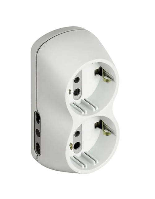 Adaptador B4 2 tomas bypass 2 tomas alemanas y clavija 16A blanco S3614D