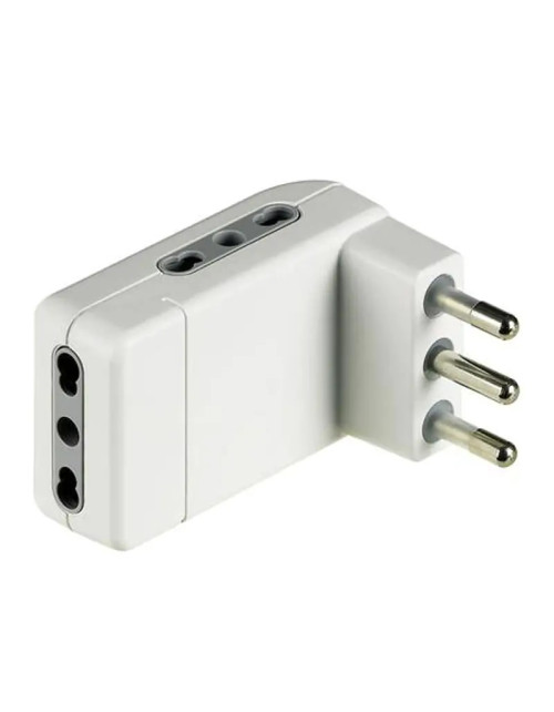 Bticino platzsparender Eckadapter 3 Doppelstufensteckdosen und 16A Stecker weiß S3606DE