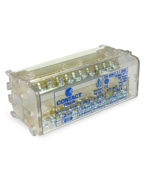 Bloque Terminal Bipolar Modular Contacto 2P 125A 11 agujeros CM1152