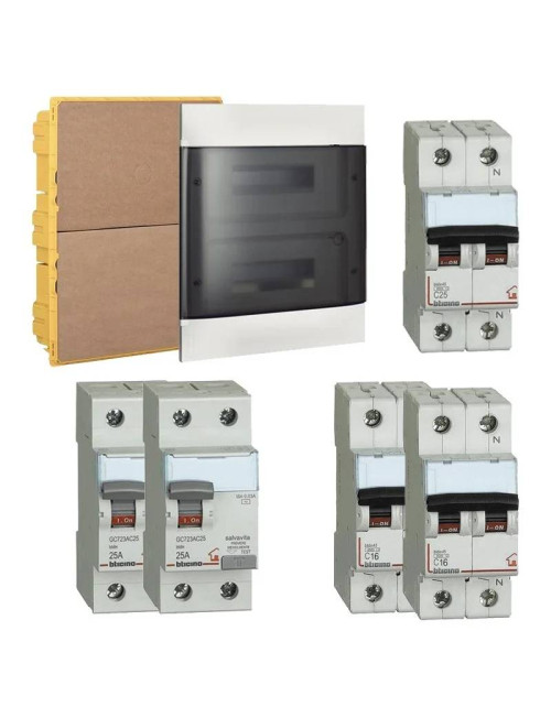 KIT Basic Bticino switchboard with built-in circuit breakers and differential